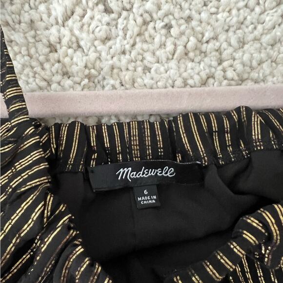 Madewell Silk Blend Metallic Gold Black Striped High Neck Tank Top Size 6 - Picture 6 of 10